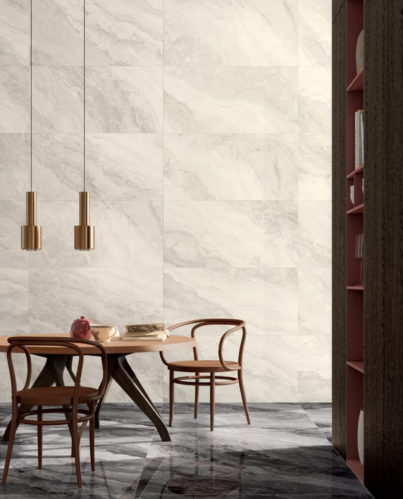 Tiles 床タイル「MYSTIC– ミスティック（Ivory）」 床施工事例イメージ　輸入タイル