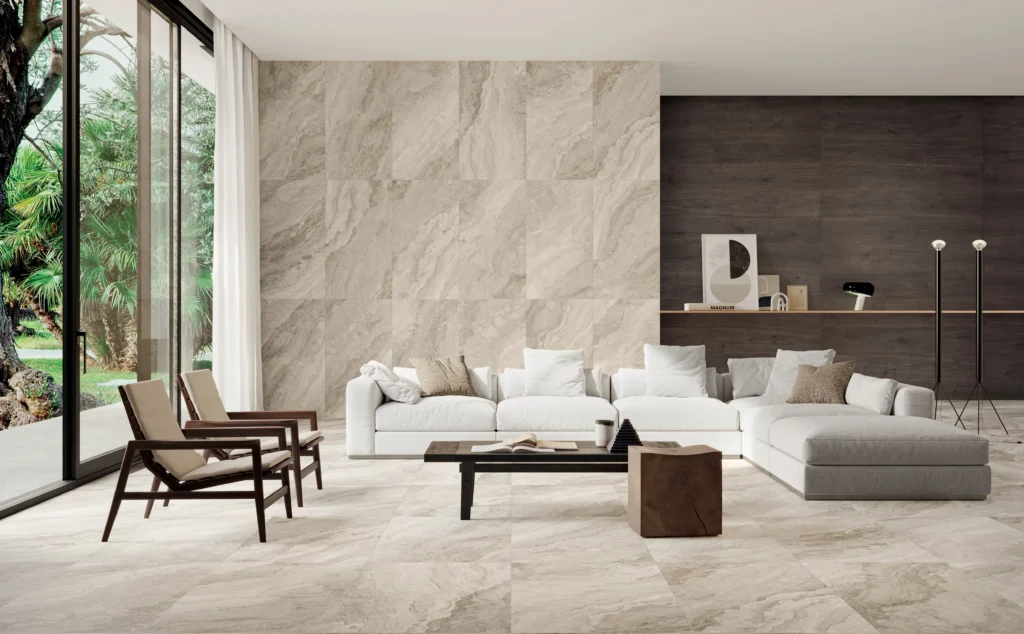 Tiles 床タイル「MYSTIC– ミスティック（Beige）」 床施工事例イメージ　輸入タイル