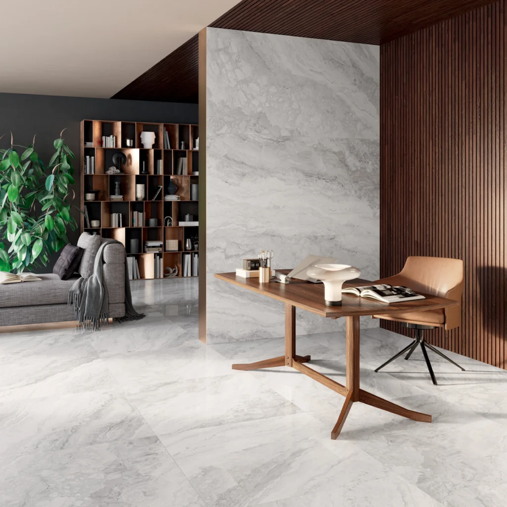 Tiles 床タイル「MYSTIC– ミスティック（Pearl）」 床施工事例イメージ　輸入タイル